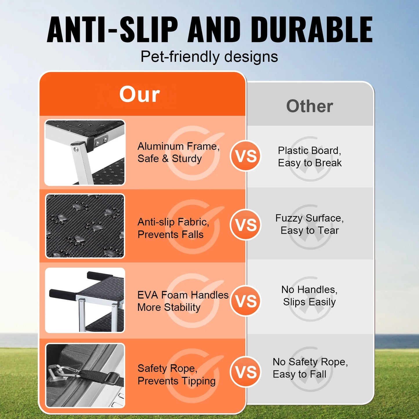 SucceBuy Foldable Dog Car Steps Portable Lightweight Aluminum Up To 150 Lbs