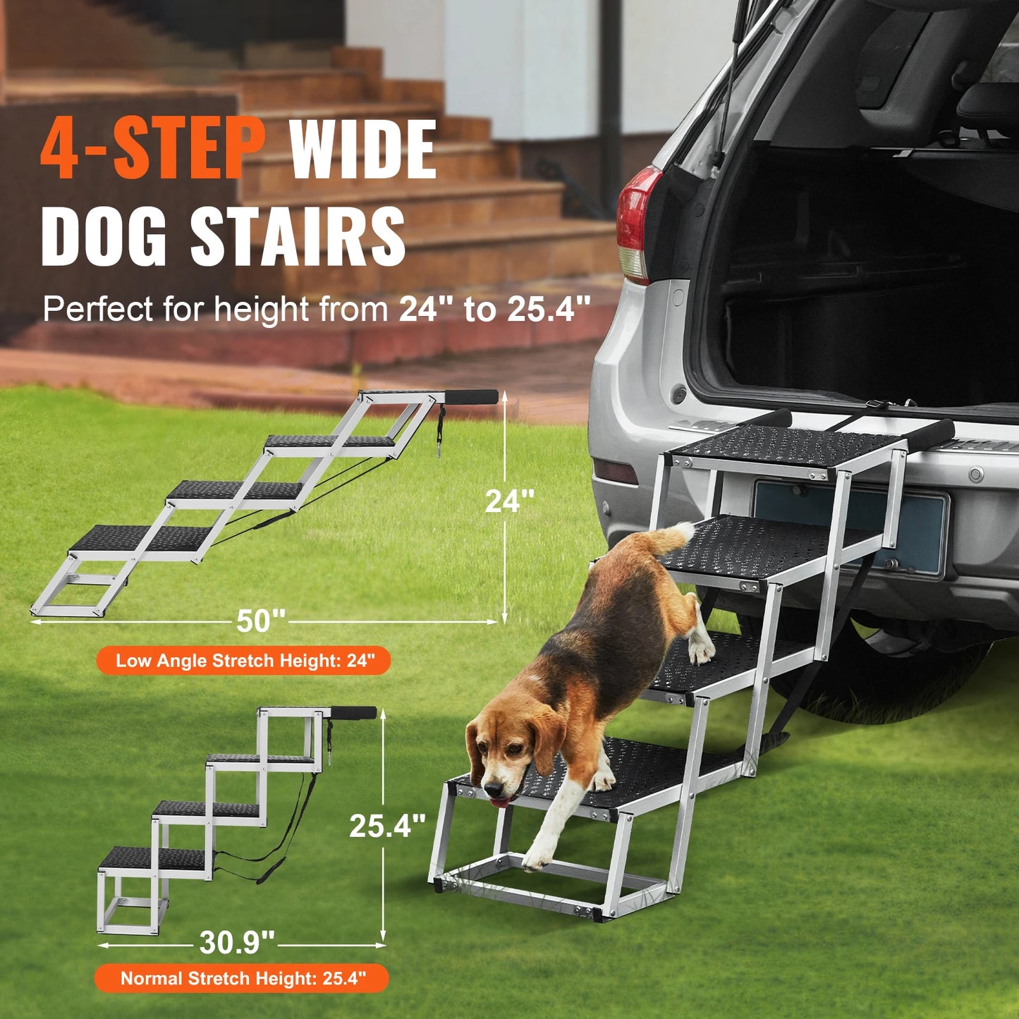 SucceBuy Foldable Dog Car Steps Portable Lightweight Aluminum Up To 150 Lbs