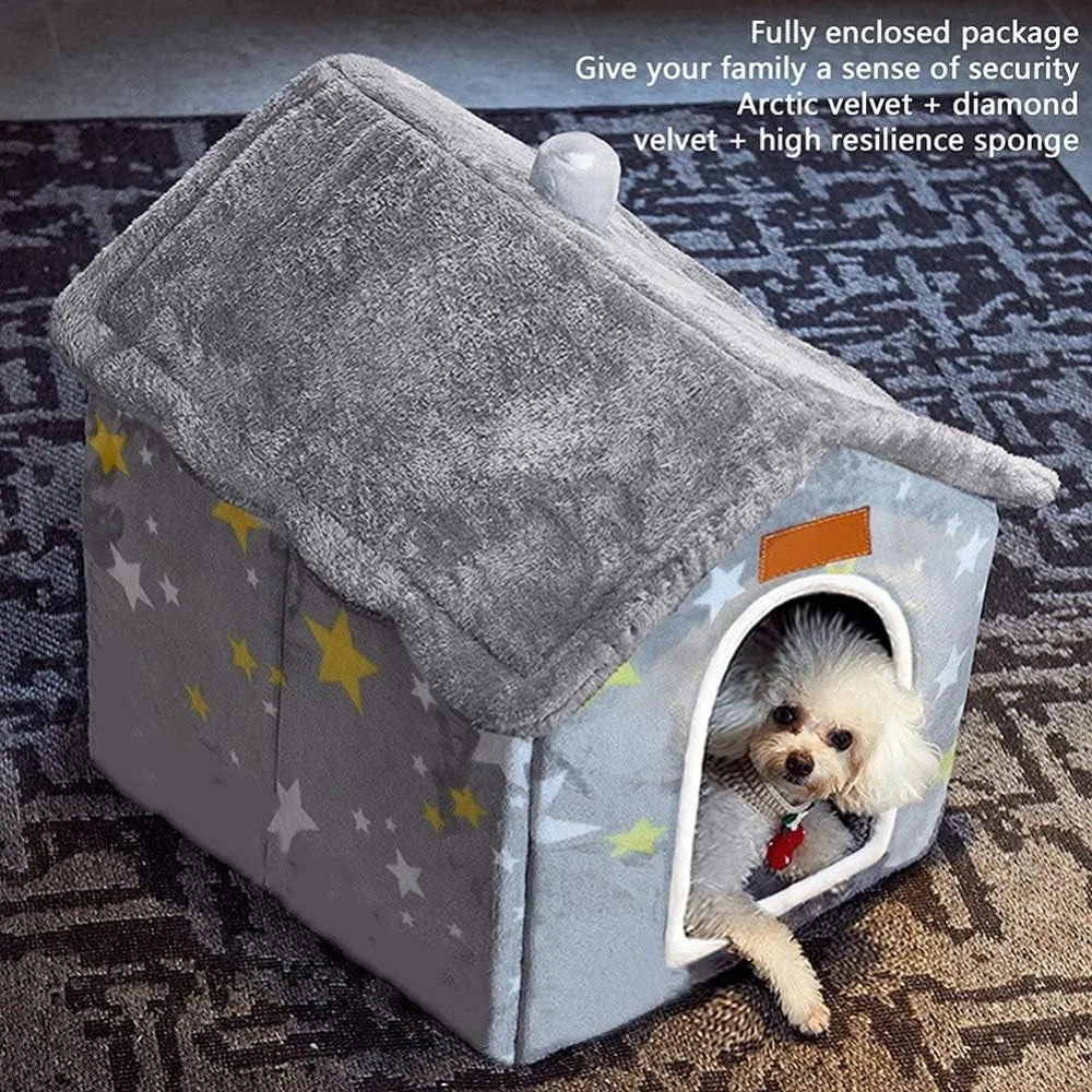 Indoor Foldable Dog House Bed With Cushion For Pets
