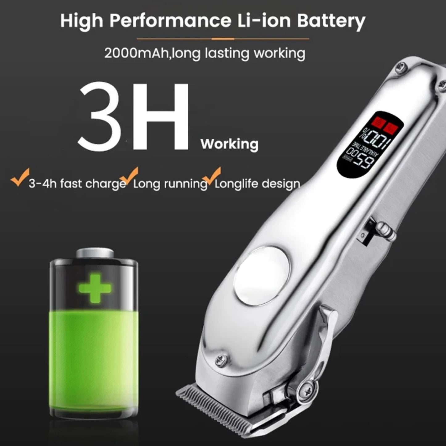 High-Quality All-Metal Rechargeable Dog Clippers.