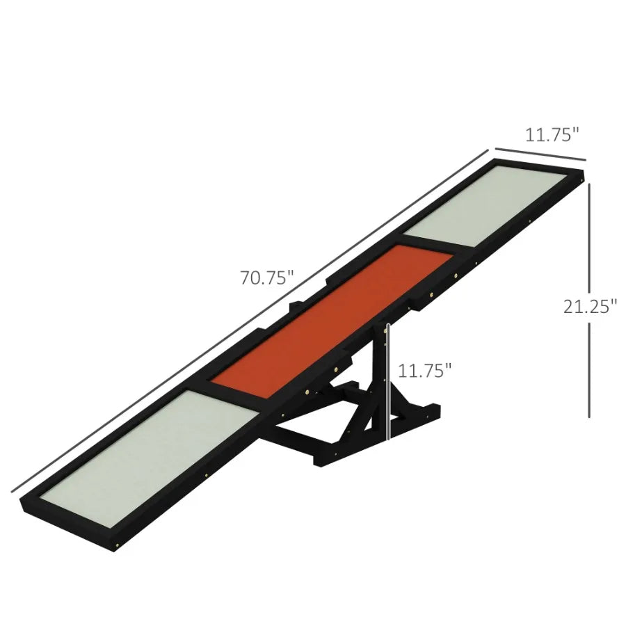 Wooden Dog Agility Seesaw for Training and Exercise Platform Equipment Run Game Toy Weather Resistant 71" L